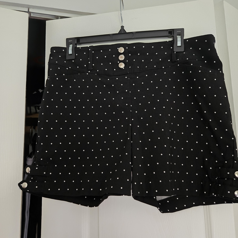 Elegant Black Polka Dot High Waist Women's Shorts
